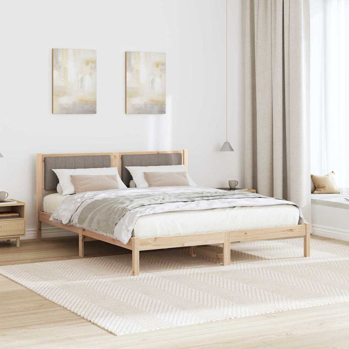 Sengestel med Polstret Hovedgavl Gråbrun 150 x 200 cm