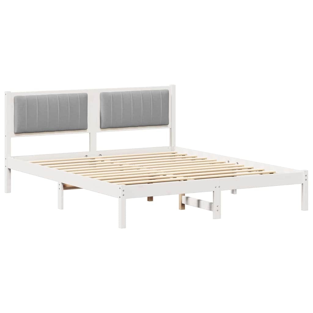 Sengestel med Polstret Hovedgavl Lysegrå 150 x 200 cm