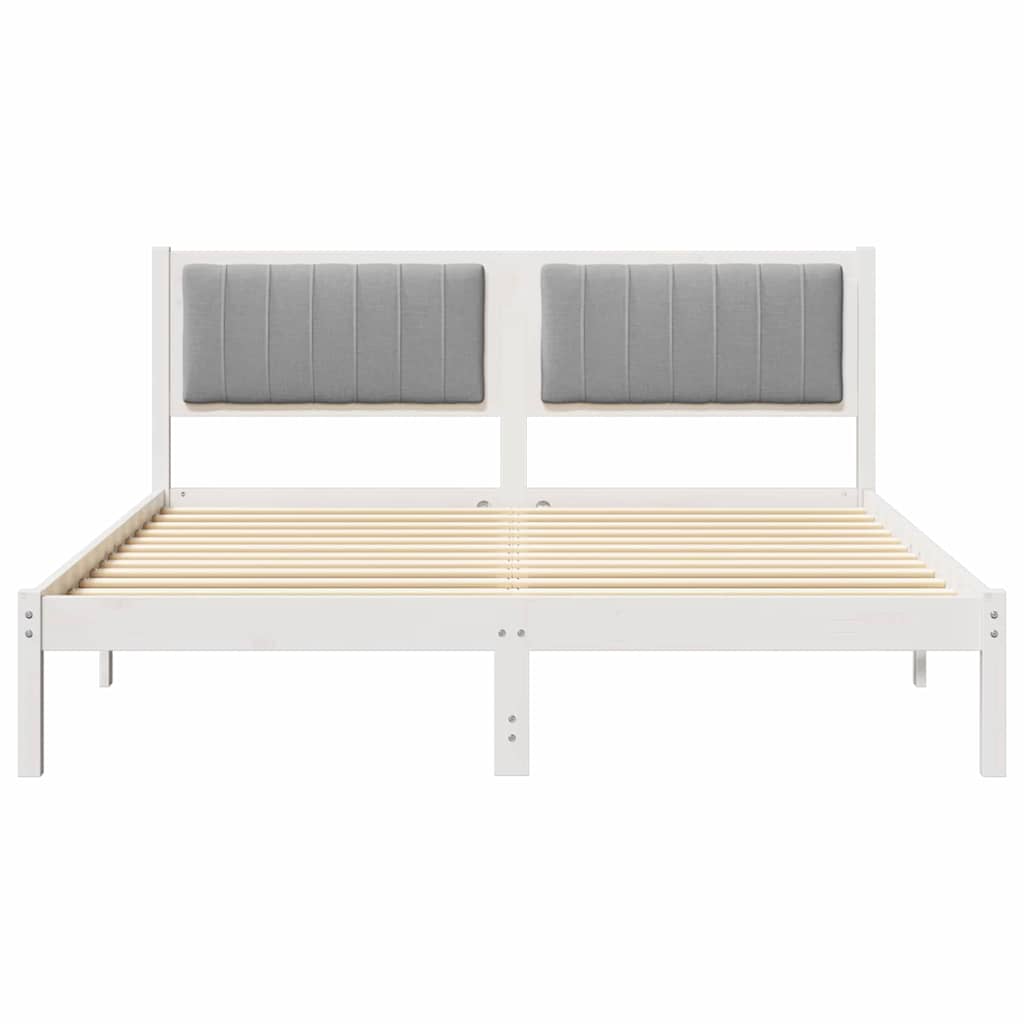 Sengestel med Polstret Hovedgavl Lysegrå 150 x 200 cm