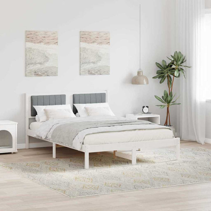 Sengestel med Polstret Hovedgavl Lysegrå 140 x 200 cm
