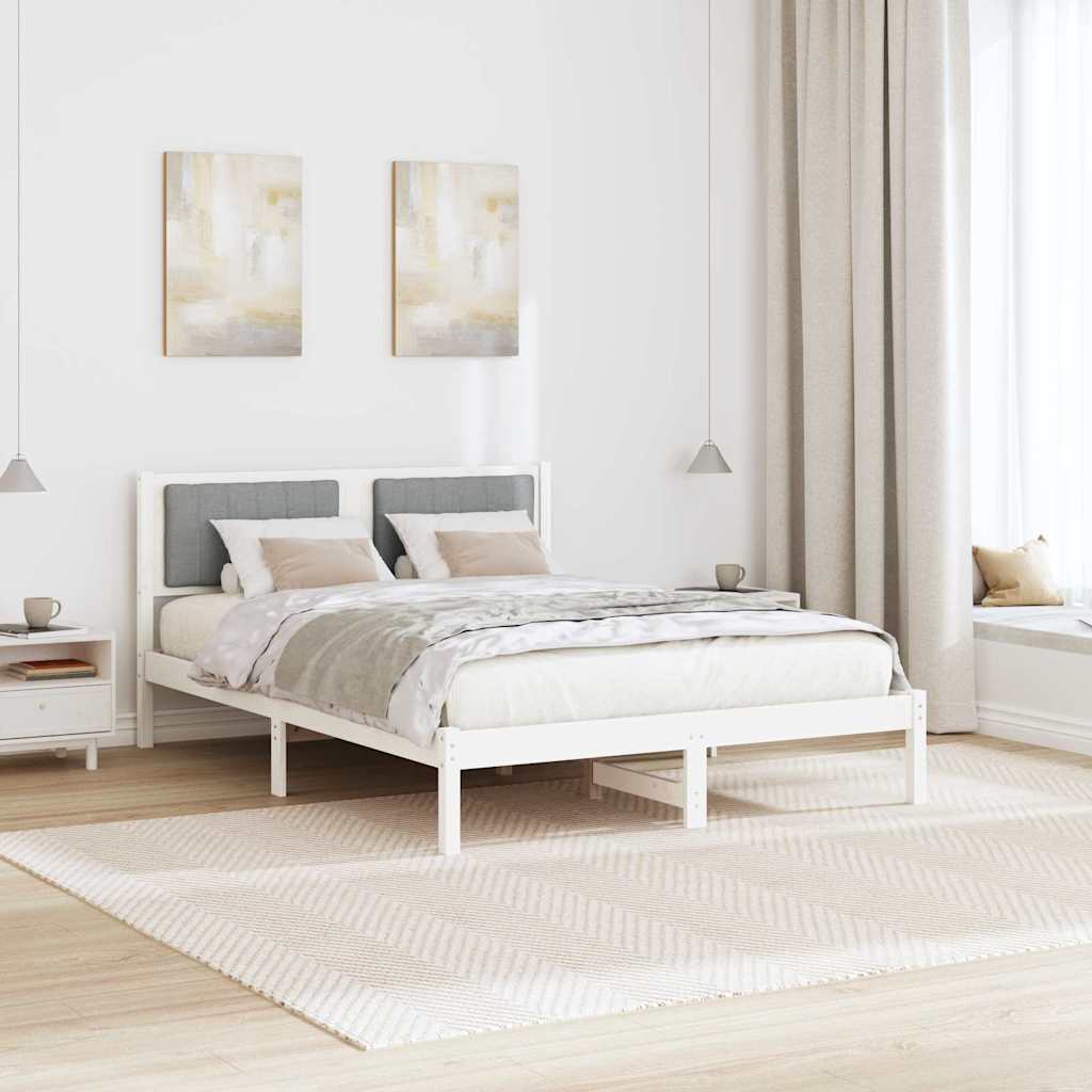 Sengestel med Polstret Hovedgavl Lysegrå 140 x 200 cm