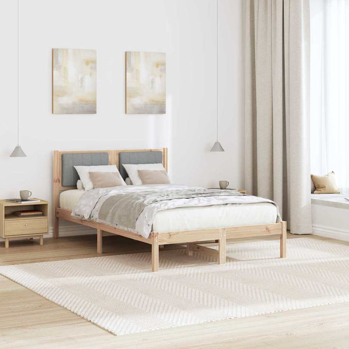 Sengestel med Polstret Hovedgavl Lysegrå 120 x 200 cm