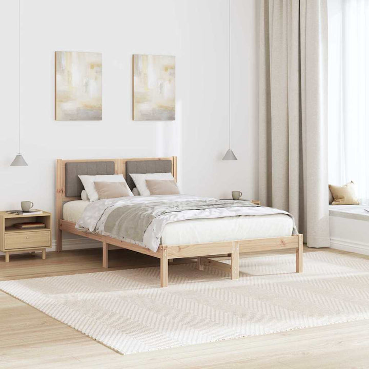Sengestel med Polstret Hovedgavl Gråbrun 120 x 200 cm