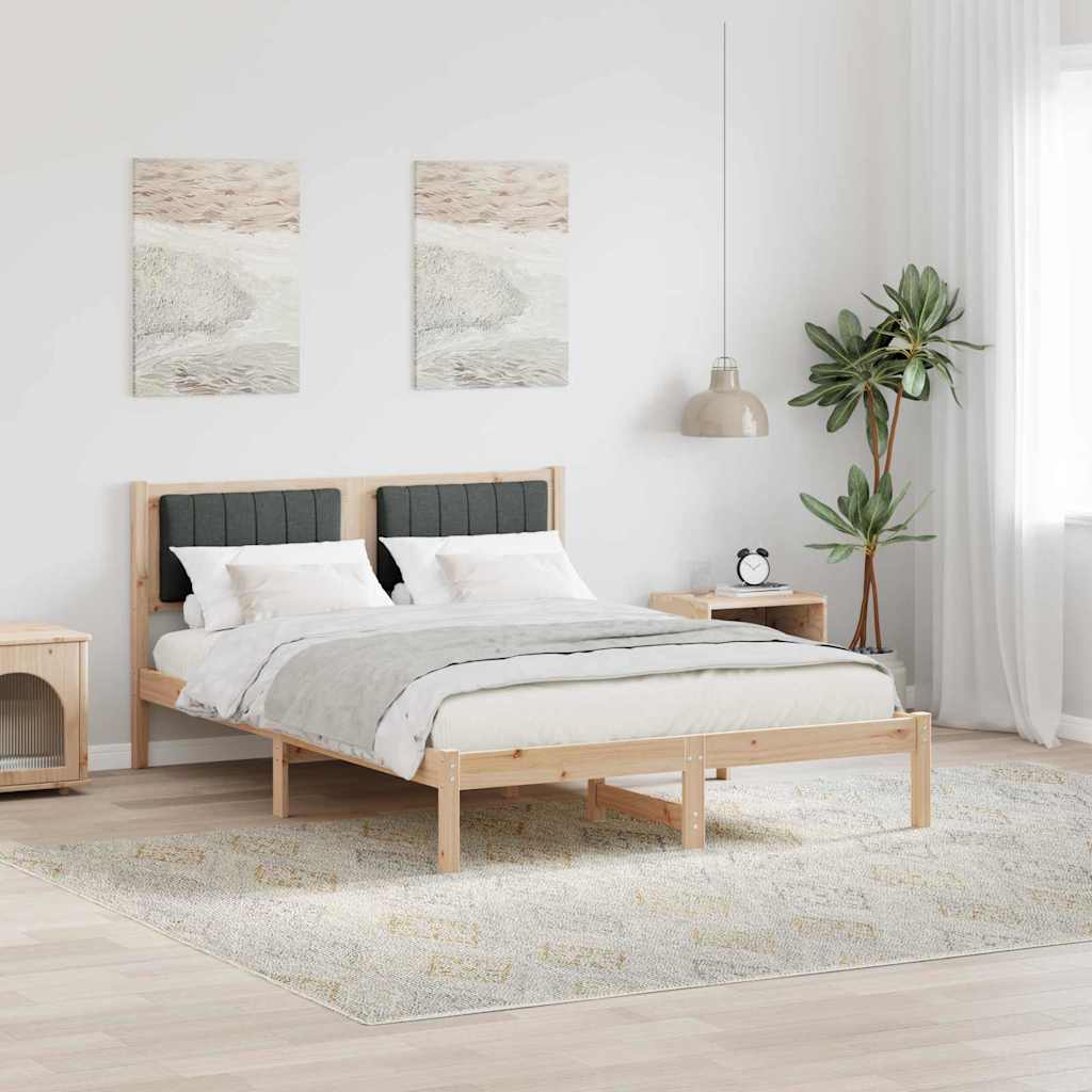 Sengestel med Polstret Hovedgavl Mørkegrå 140 x 190 cm