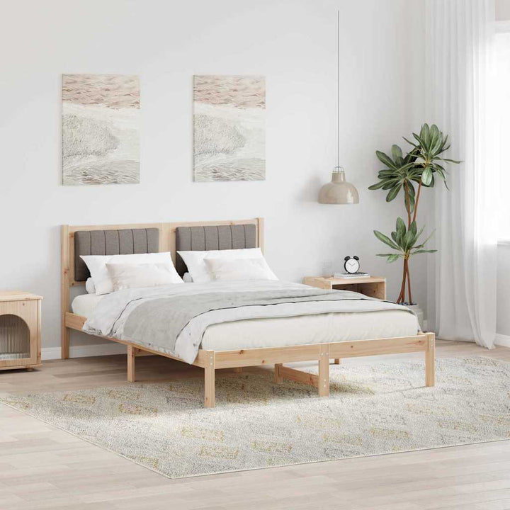Sengestel med Polstret Hovedgavl Gråbrun 135 x 190 cm