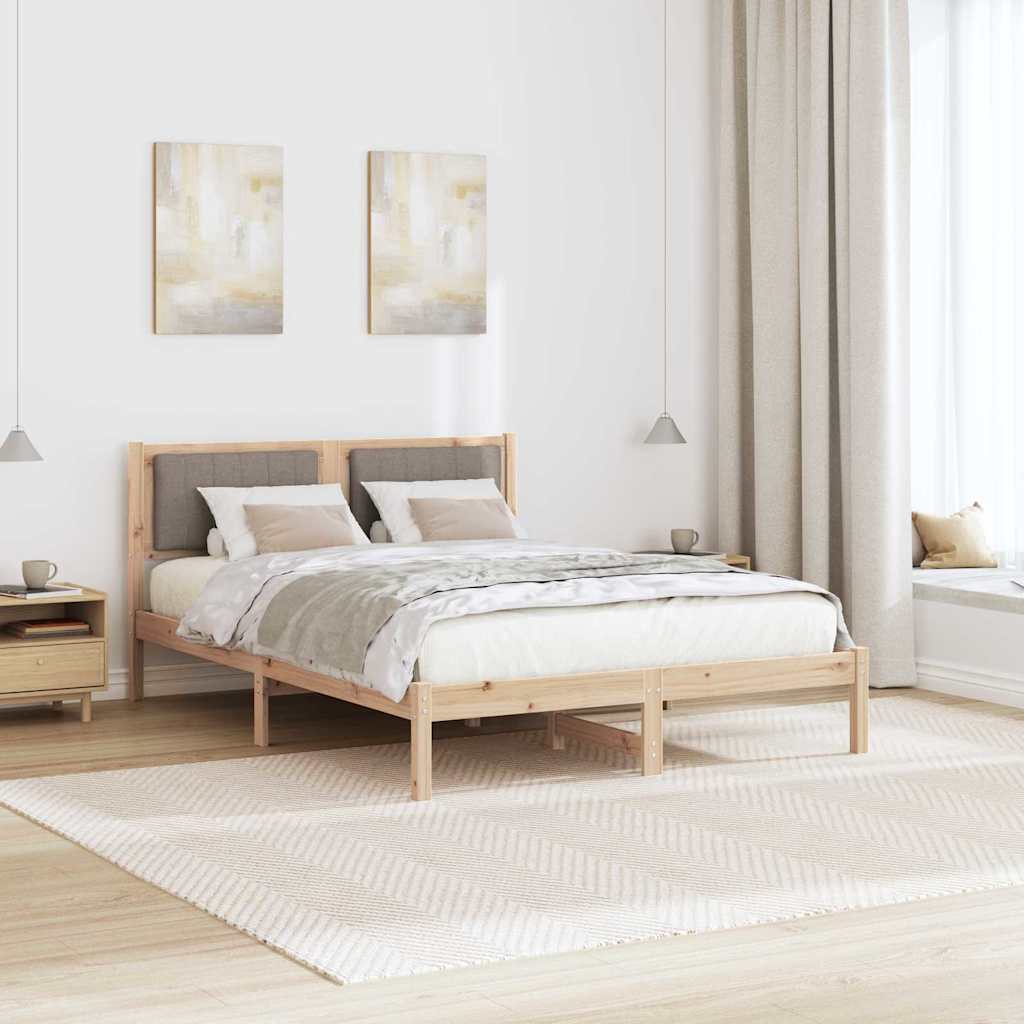 Sengestel med Polstret Hovedgavl Gråbrun 135 x 190 cm