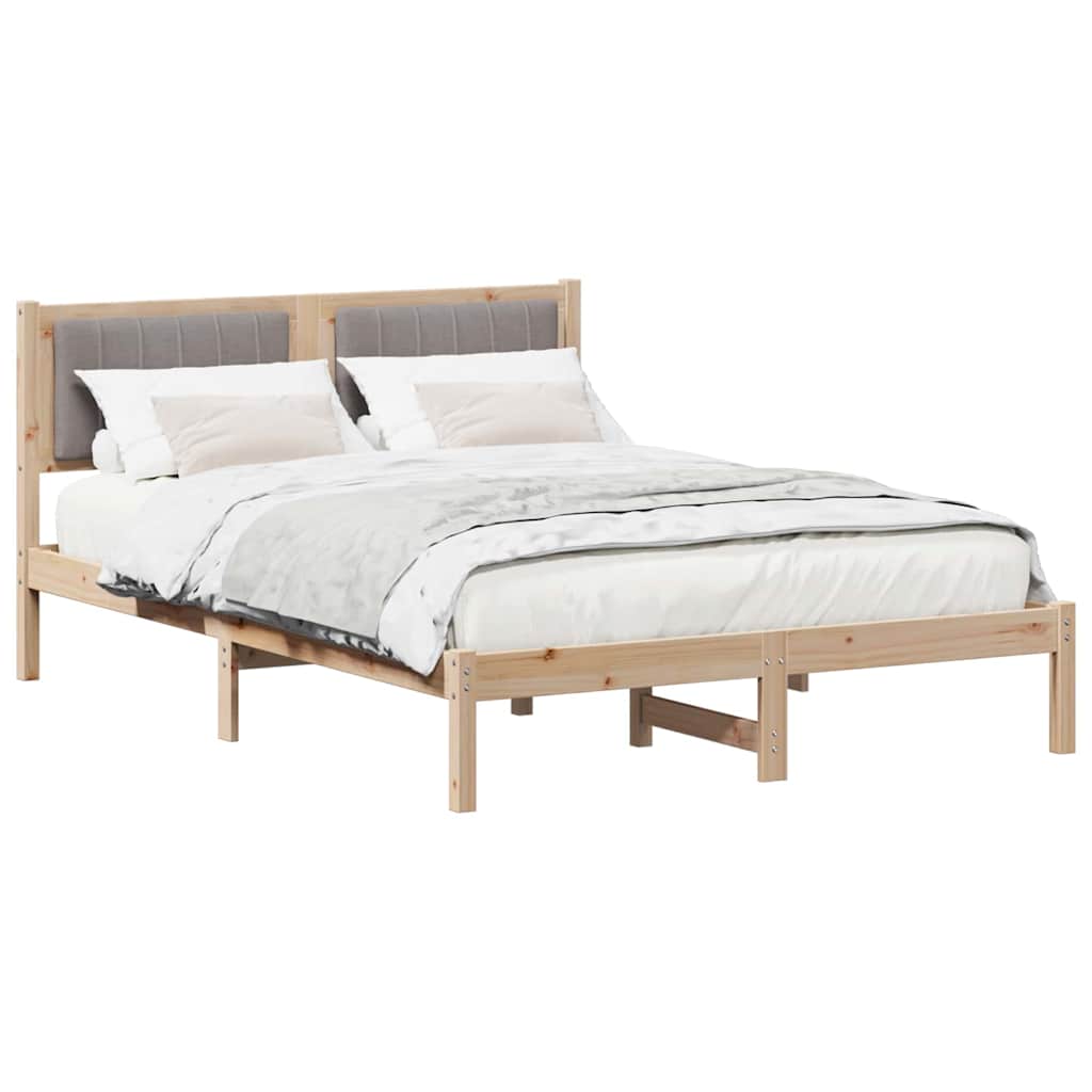 Sengestel med Polstret Hovedgavl Gråbrun 135 x 190 cm