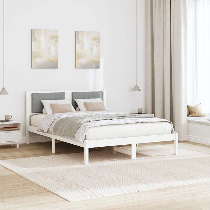 Sengestel med Polstret Hovedgavl Lysegrå 135 x 190 cm