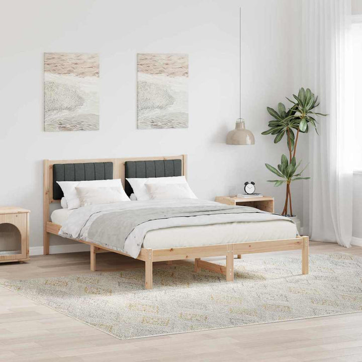Sengestel med Polstret Hovedgavl Mørkegrå 120 x 190 cm