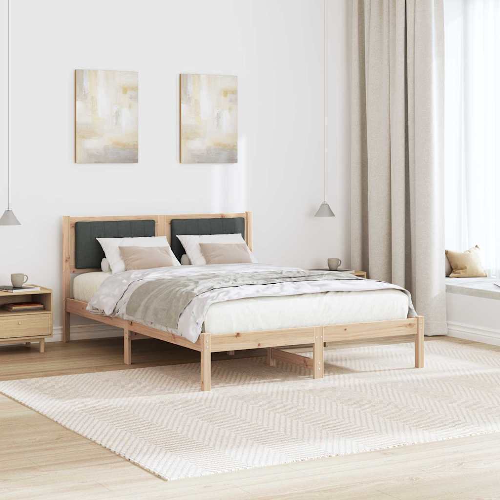 Sengestel med Polstret Hovedgavl Mørkegrå 120 x 190 cm