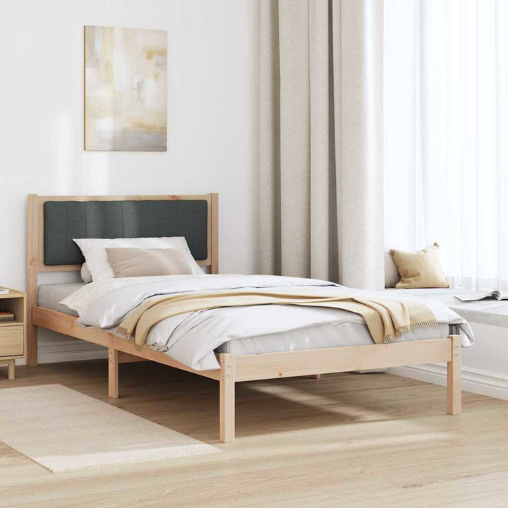 Sengestel med Polstret Hovedgavl Mørkegrå 100 x 200 cm