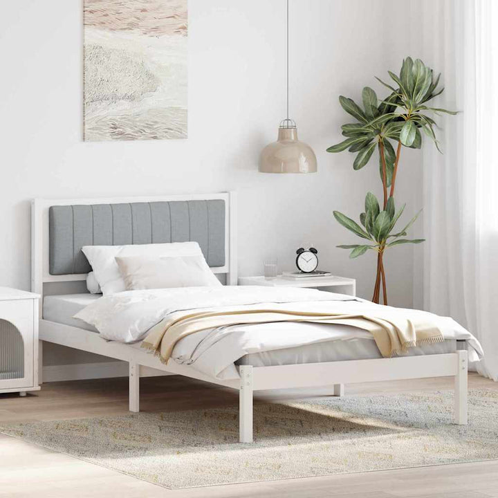 Sengestel med Polstret Hovedgavl Lysegrå 100 x 200 cm