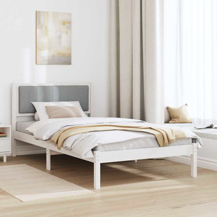 Sengestel med Polstret Hovedgavl Lysegrå 100 x 200 cm