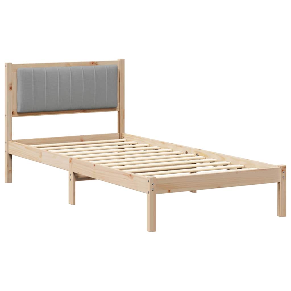 Sengestel med Polstret Hovedgavl Lysegrå 90 x 200 cm