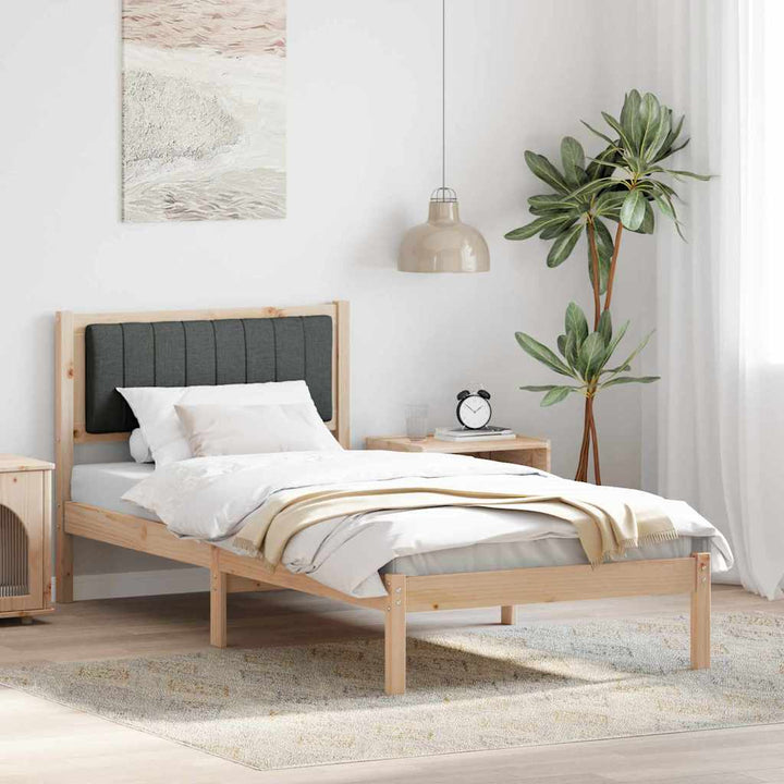Sengestel med Polstret Hovedgavl Mørkegrå 90 x 200 cm