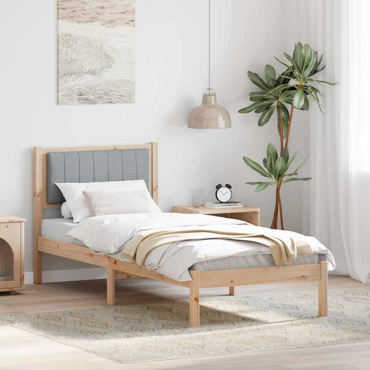 Sengestel med Polstret Hovedgavl Lysegrå 80 x 200 cm