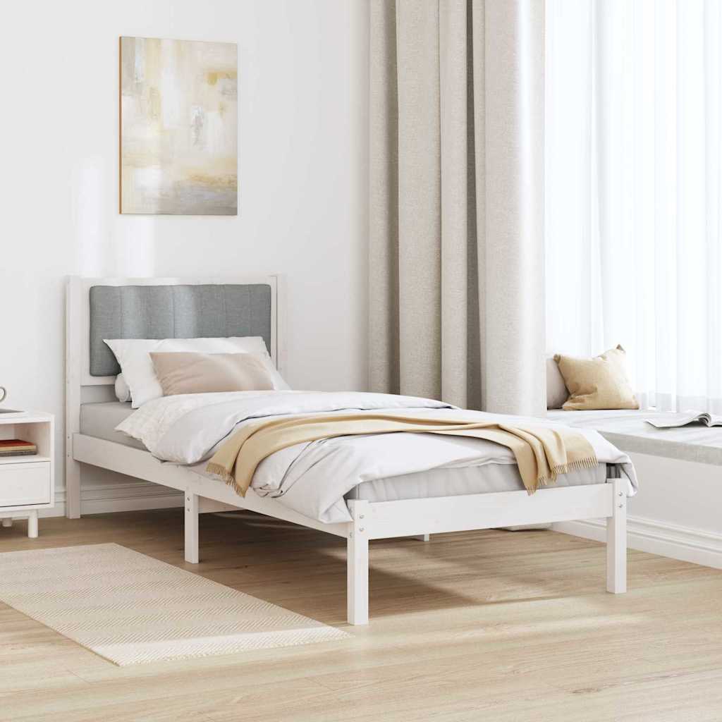 Sengestel med Polstret Hovedgavl Lysegrå 80 x 200 cm