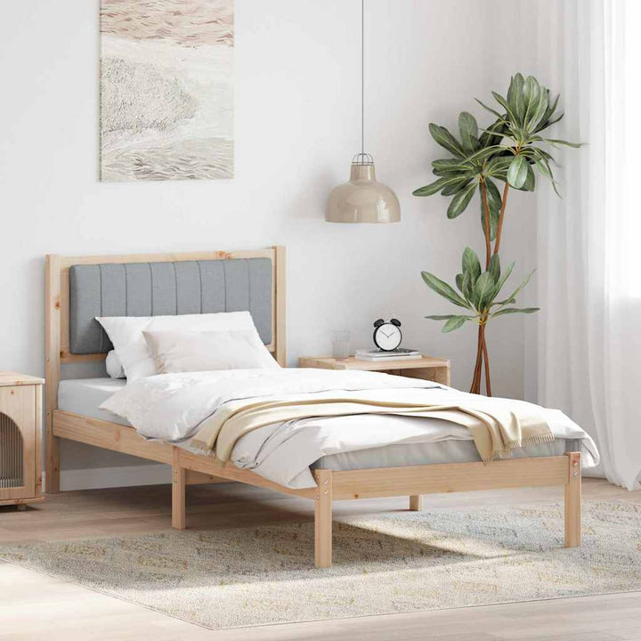 Sengestel med Polstret Hovedgavl Lysegrå 90 x 190 cm