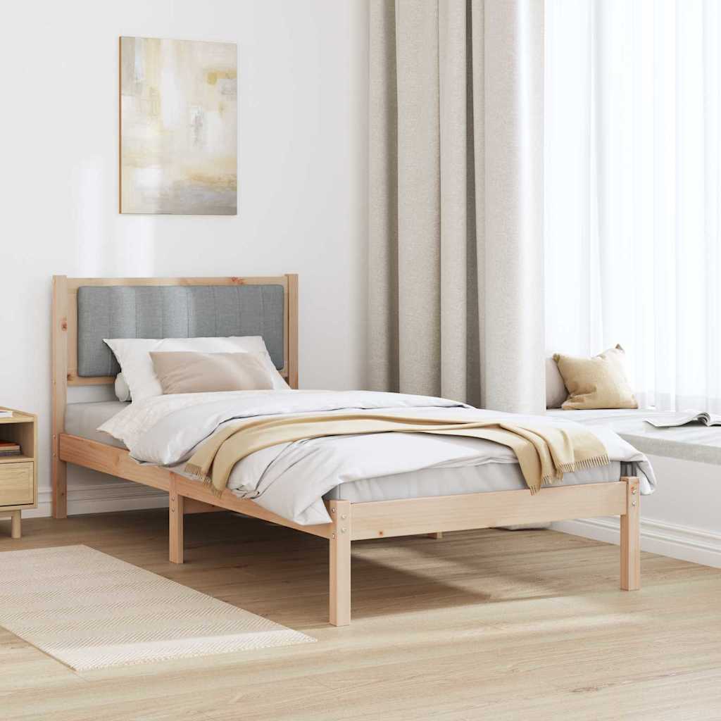 Sengestel med Polstret Hovedgavl Lysegrå 90 x 190 cm
