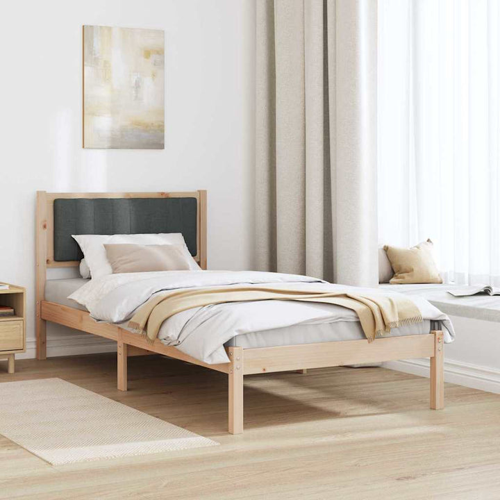 Sengestel med Polstret Hovedgavl Mørkegrå 90 x 190 cm