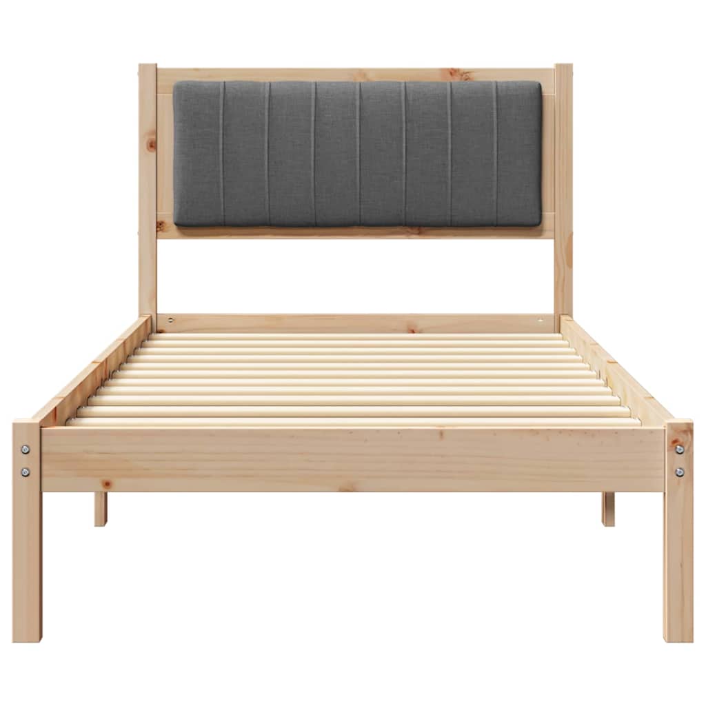 Sengestel med Polstret Hovedgavl Mørkegrå 90 x 190 cm