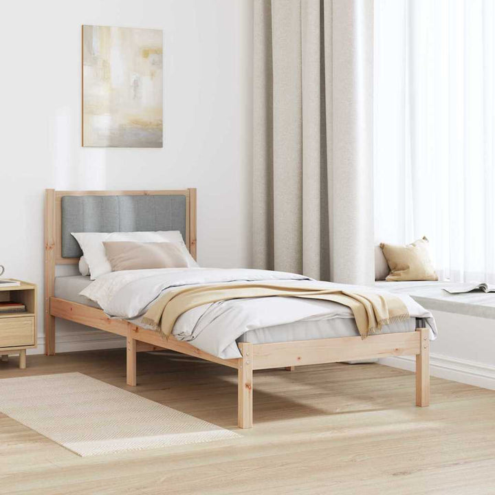 Sengestel med Polstret Hovedgavl Lysegrå 75 x 190 cm