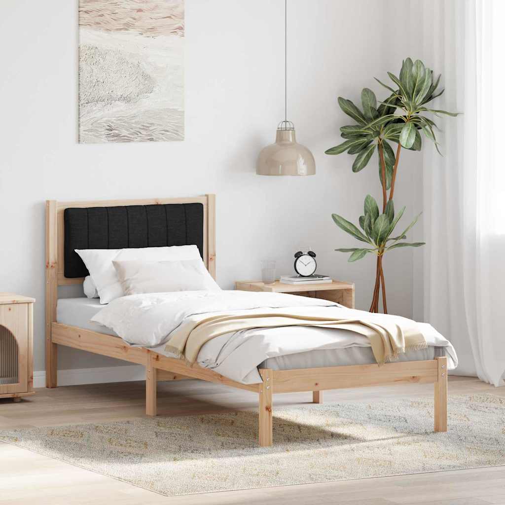 Sengestel med Polstret Hovedgavl Sort 75 x 190 cm