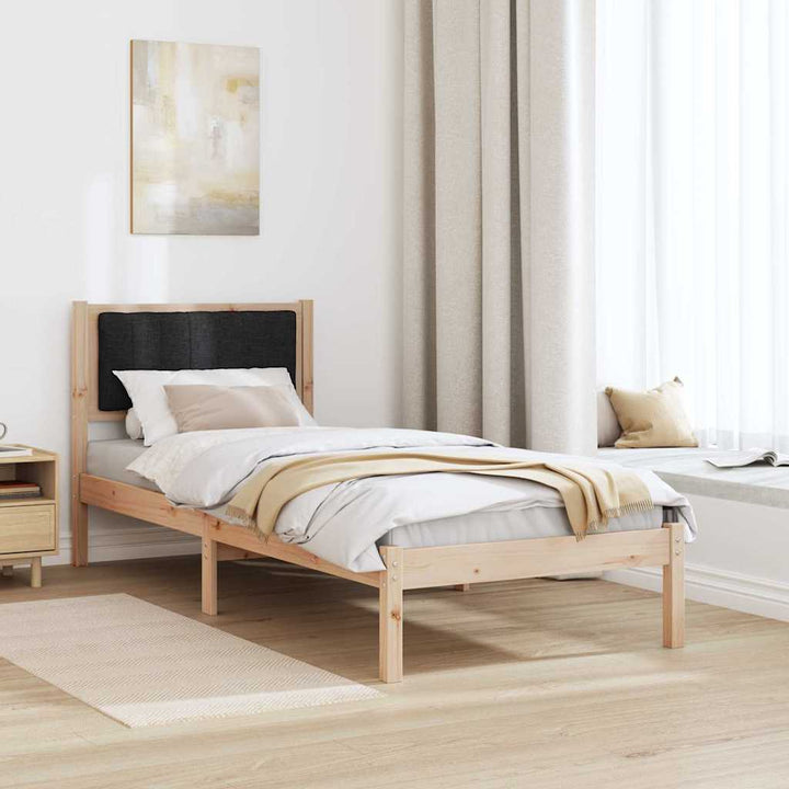 Sengestel med Polstret Hovedgavl Sort 75 x 190 cm