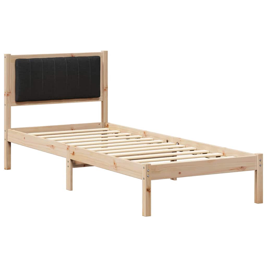 Sengestel med Polstret Hovedgavl Sort 75 x 190 cm