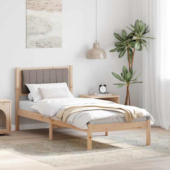 Sengestel med Polstret Hovedgavl Gråbrun 75 x 190 cm