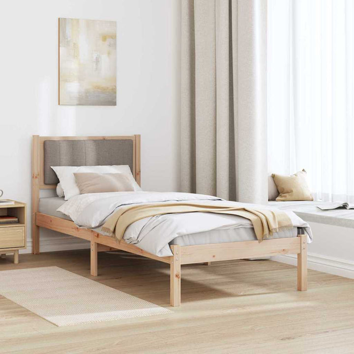 Sengestel med Polstret Hovedgavl Gråbrun 75 x 190 cm