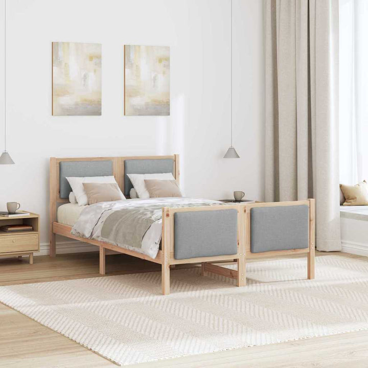 Sengestel med hovedgærde Lysegrå 120 x 200 cm Stof