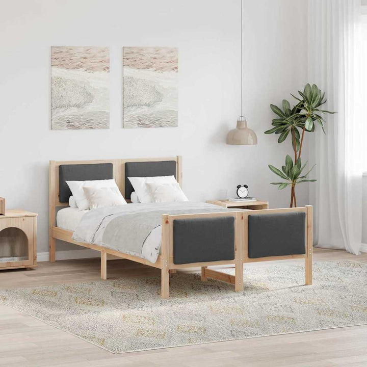 Sengestel med hovedgærde Mørkegrå 120 x 200 cm Stof