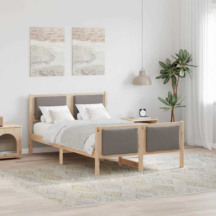 Sengestel med hovedgærde Gråbrun 120 x 200 cm Stof