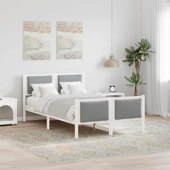 Sengestel med hovedgærde Lysegrå 120 x 200 cm Stof