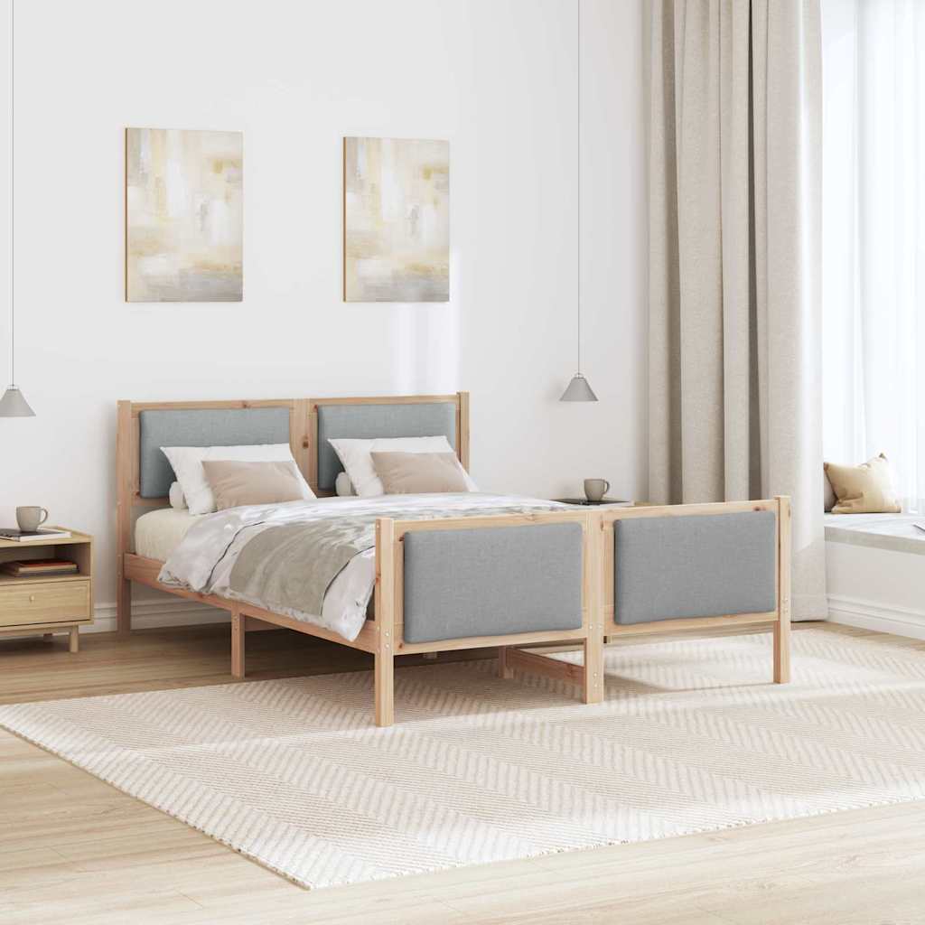 Sengestel med hovedgærde Lysegrå 140 x 190 cm Stof