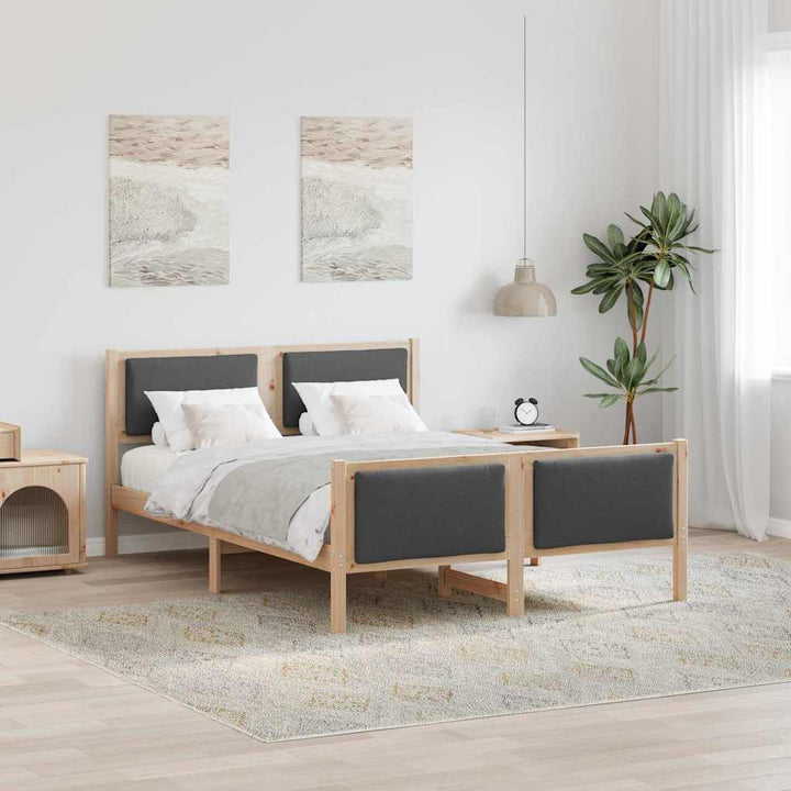 Sengestel med hovedgærde Mørkegrå 135 x 190 cm Stof