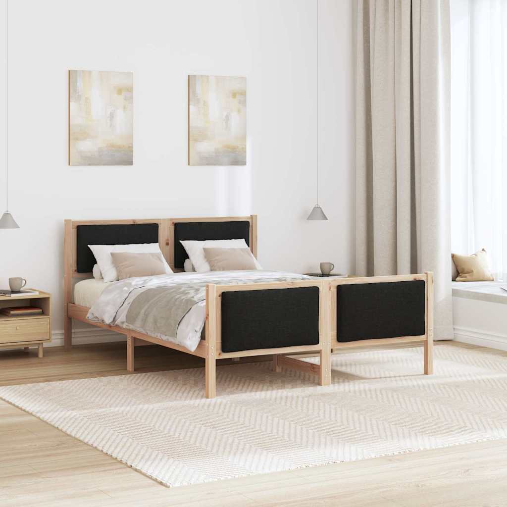Sengestel med hovedgærde Sort 135 x 190 cm Stof