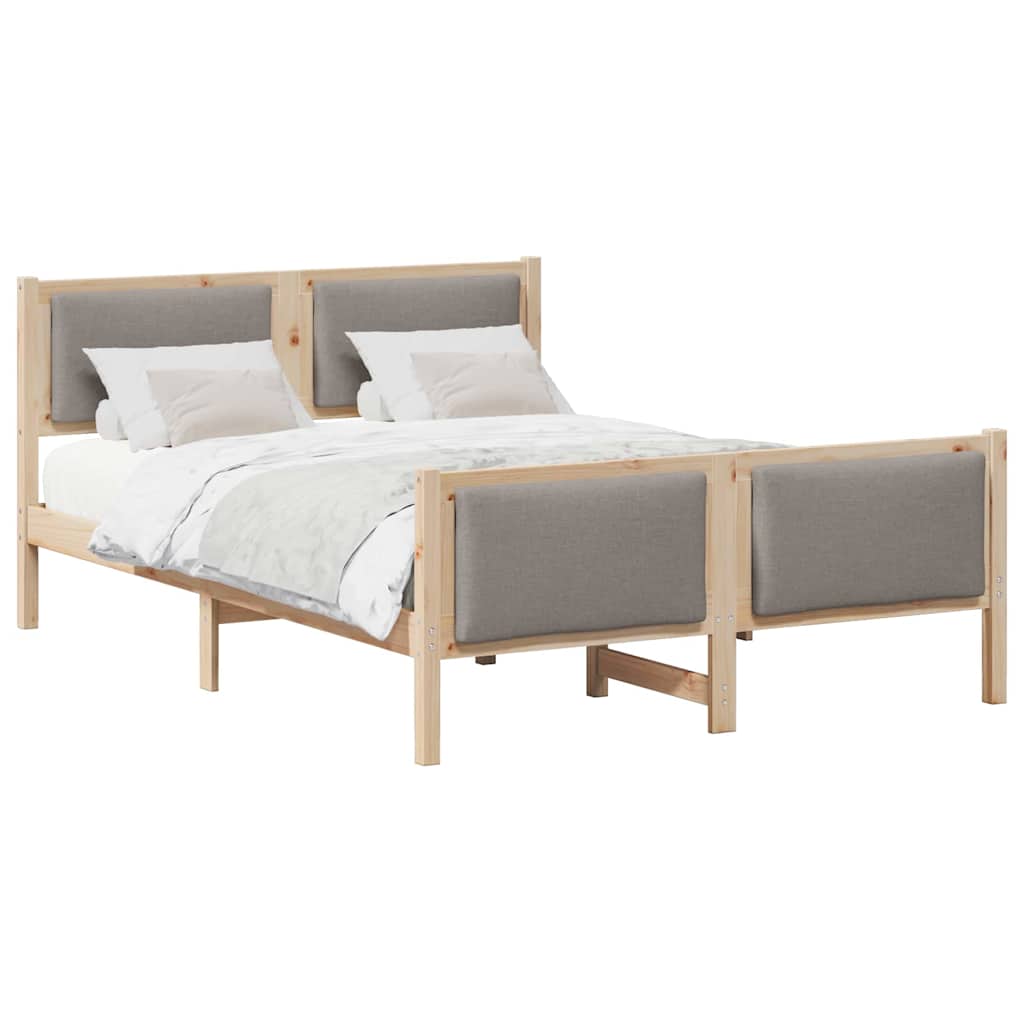 Sengestel med hovedgærde Gråbrun 135 x 190 cm Stof