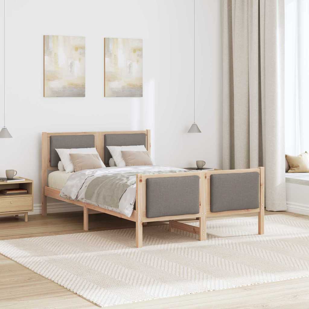 Sengestel med hovedgærde Gråbrun 120 x 190 cm Stof