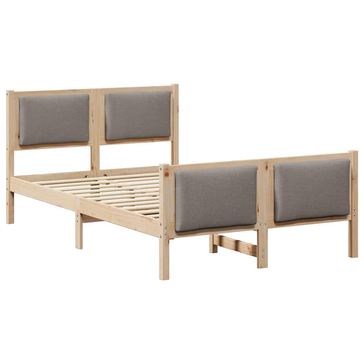 Sengestel med hovedgærde Gråbrun 120 x 190 cm Stof