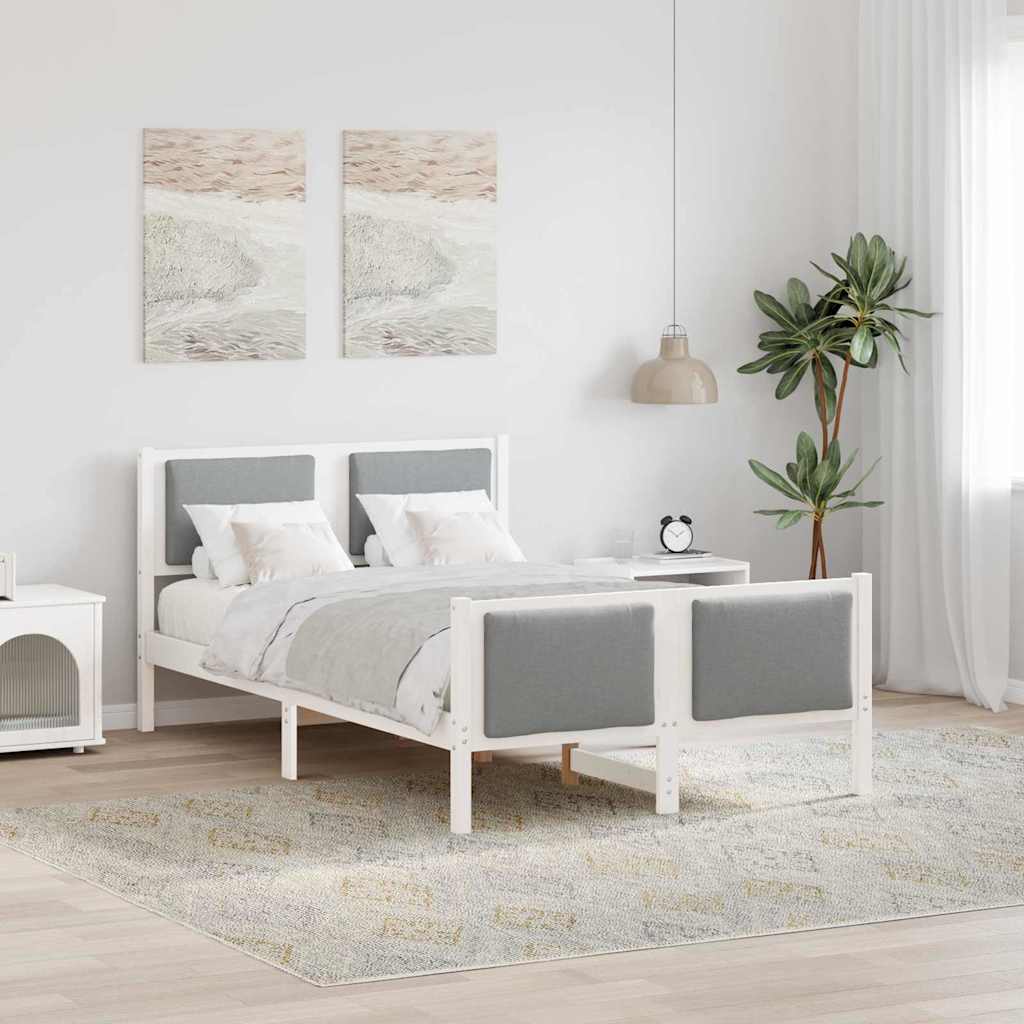 Sengestel med hovedgærde Lysegrå 120 x 190 cm Stof