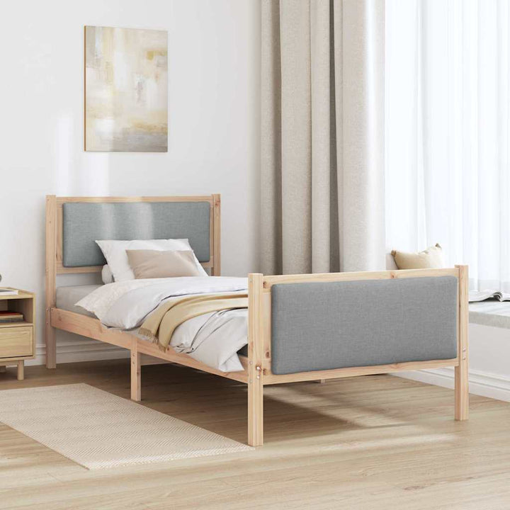 Sengestel med hovedgærde Lysegrå 100 x 200 cm Stof