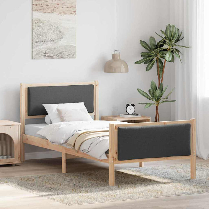 Sengestel med hovedgærde Mørkegrå 100 x 200 cm Stof