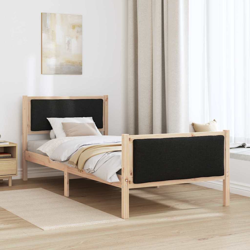 Sengestel med hovedgærde Sort 100 x 200 cm Stof
