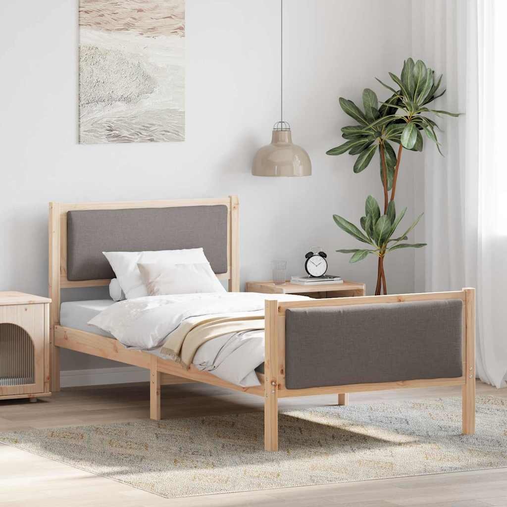 Sengestel med hovedgærde Gråbrun 100 x 200 cm Stof