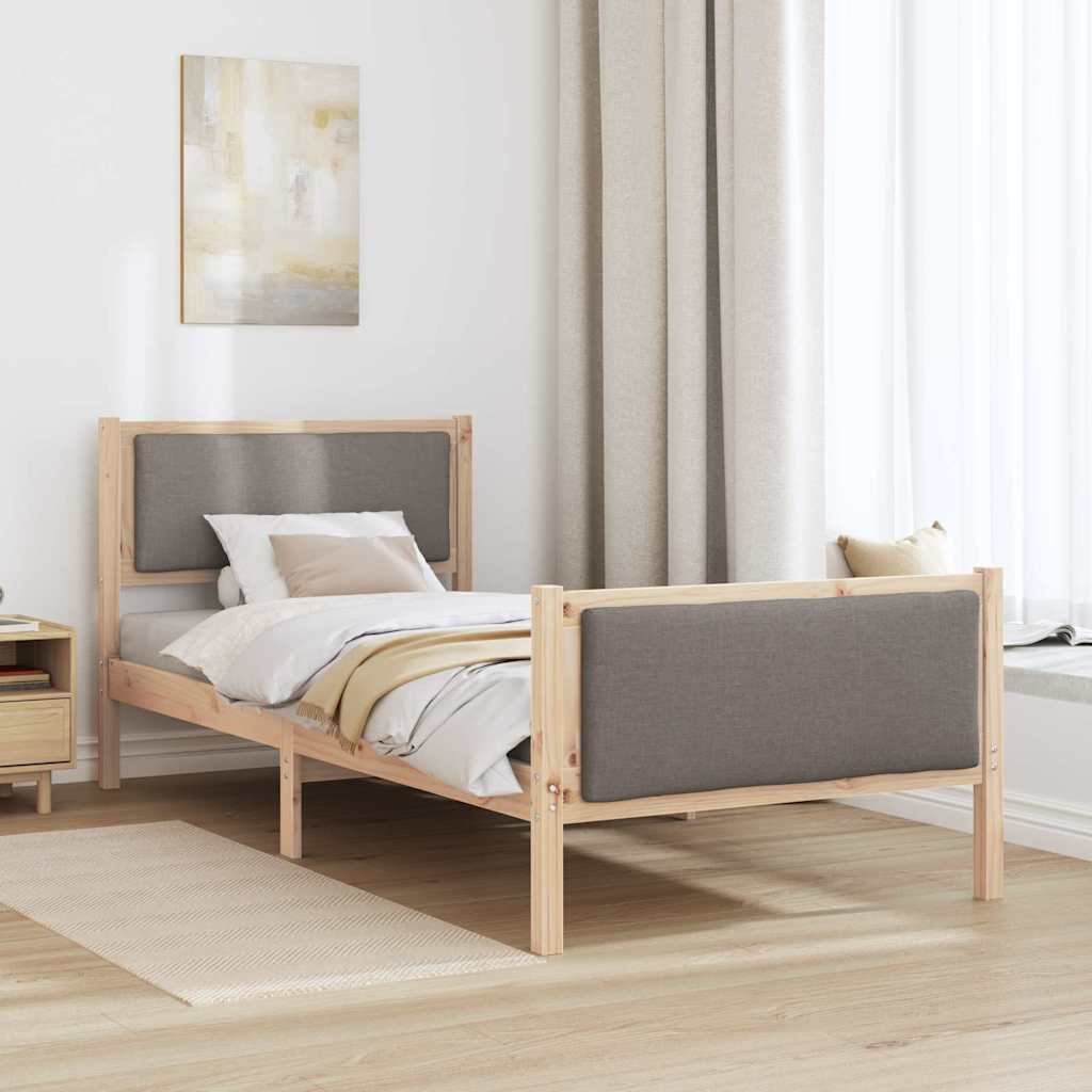Sengestel med hovedgærde Gråbrun 100 x 200 cm Stof