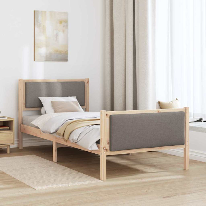 Sengestel med hovedgærde Gråbrun 100 x 200 cm Stof