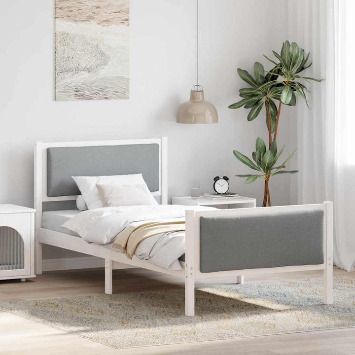 Sengestel med hovedgærde Lysegrå 100 x 200 cm Stof