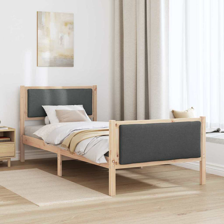 Sengestel med hovedgærde Mørkegrå 90 x 200 cm Stof